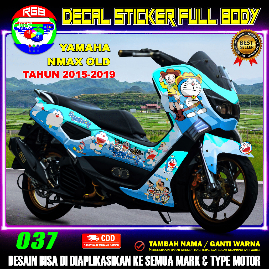 DECAL STICKER STIKER YAMAHA NMAX OLD LAMA 2016 2017 2018 2019 FULL BODY DORAEMON - RGB 037
