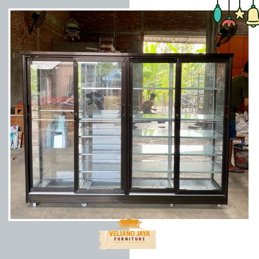 Rak Sepatu + Helm Full Kaca // Rak Sepatu Pintu Sleding Full Kaca Polos