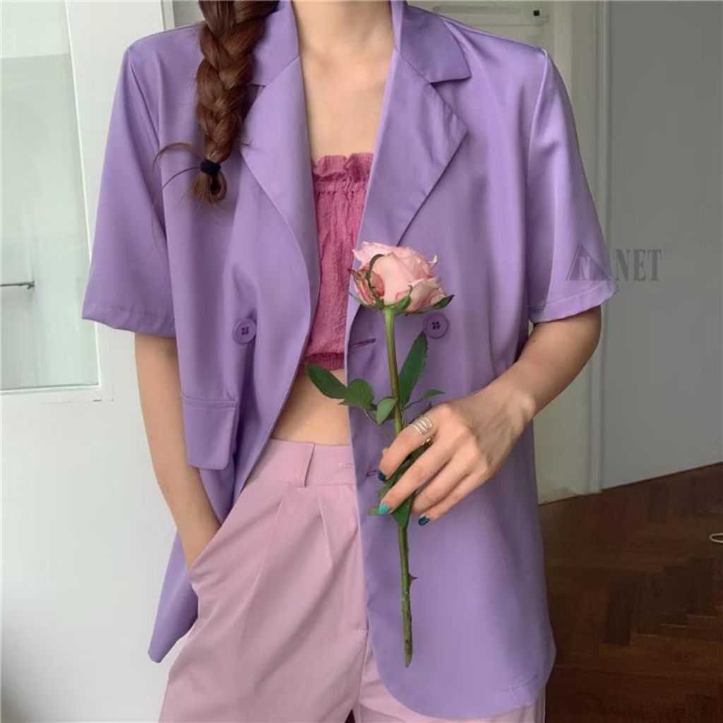 Blazer Wanita Lengan Pendek Lilac Ungu PL