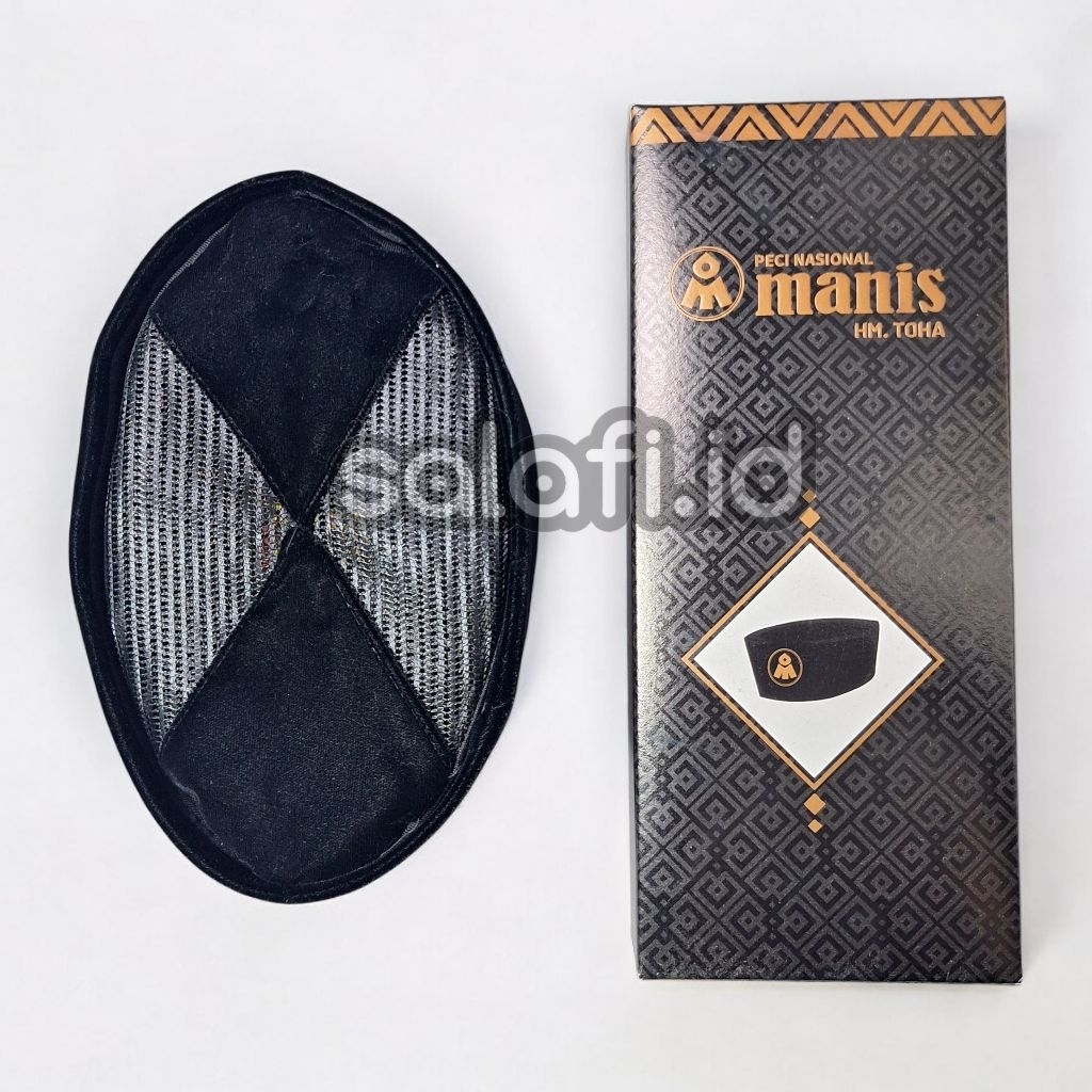 Manis AC Silang Peci Songkok Hitam Motif Polos ASI Kopiah Nasional Tanpa Kertas