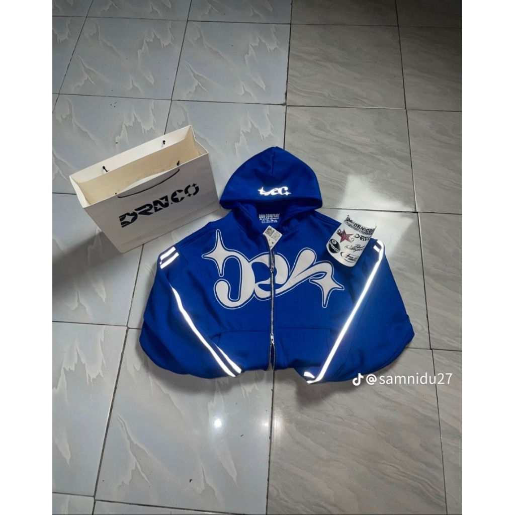 Hoodie leather biru