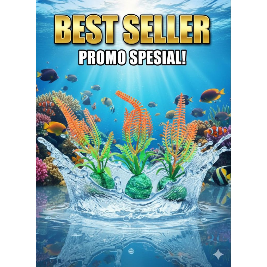 bunga hiasan aquarium mini, bunga plastik aquarium