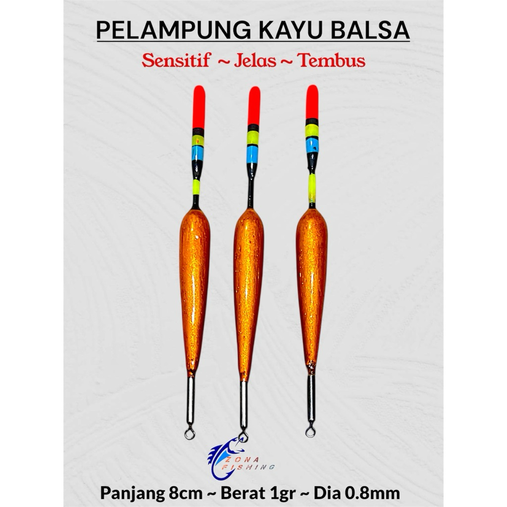 Pelampung Kayu Balsa 8cm Sensitif Stik Fiber