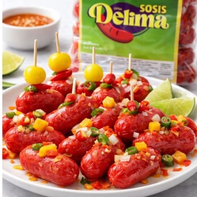 Delima Sosis Sapi Cocktail Merah 900gr Sosis Premium Harga Ekonomis Enaak Smooky Nyakrek Dengan Rasa