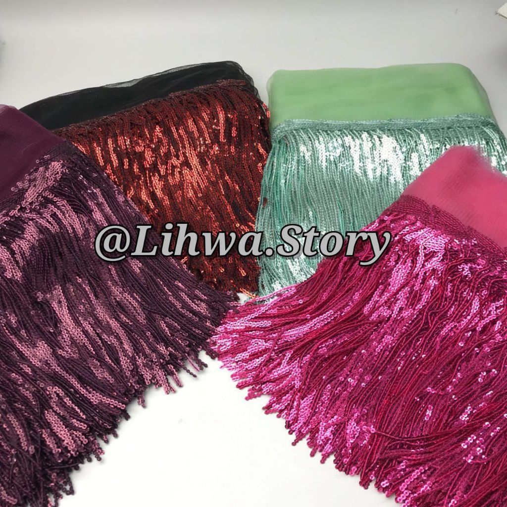 1 YARD - RENDA RUMBAI PAYET / RENDA JUNTAI / RENDA RUMBAI BELLY DANCE / FRINGED RUMBAI