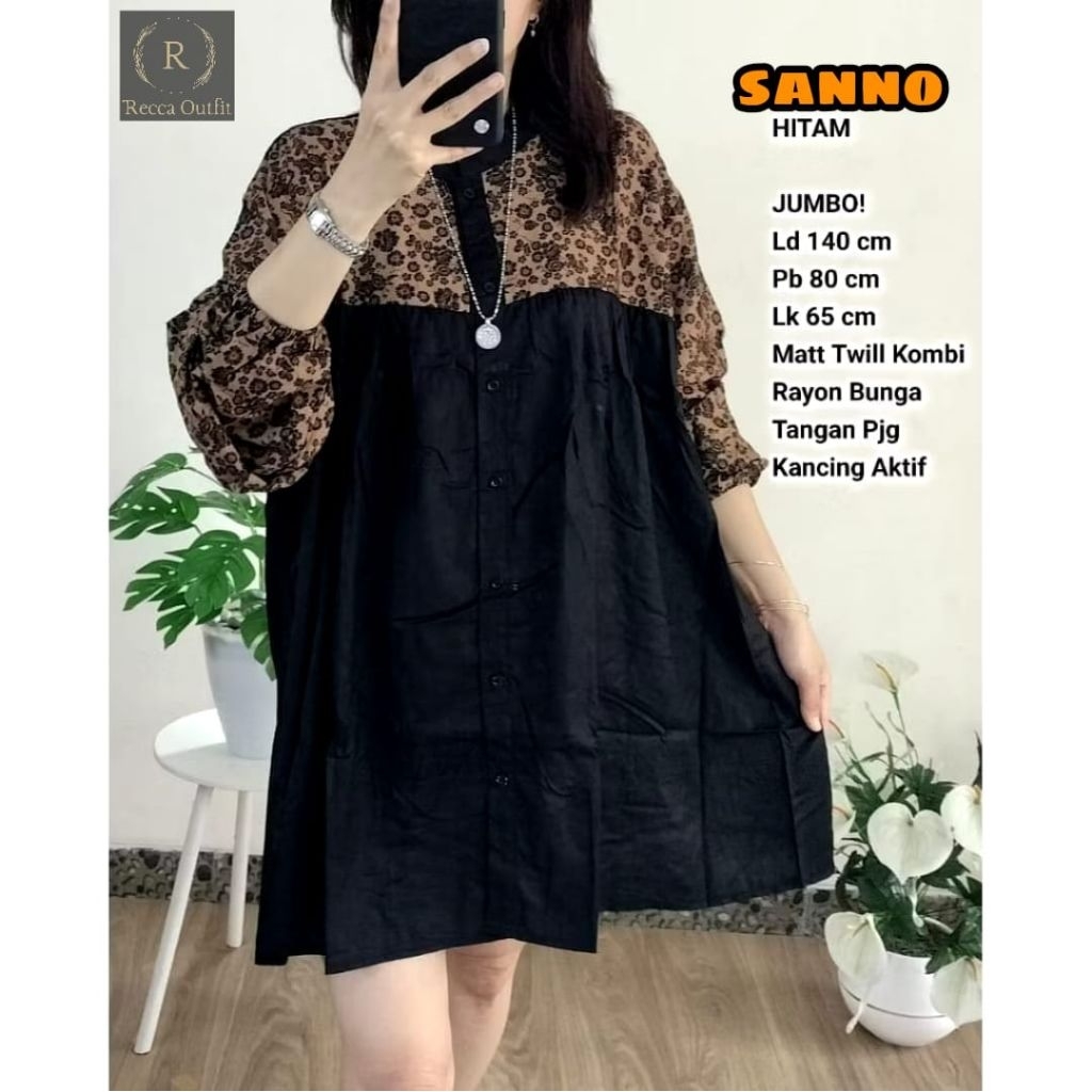 Sanno blouse korean style blouse casual formal blouse jumbo ld 130 ld 140 blouse kantor wanita casua
