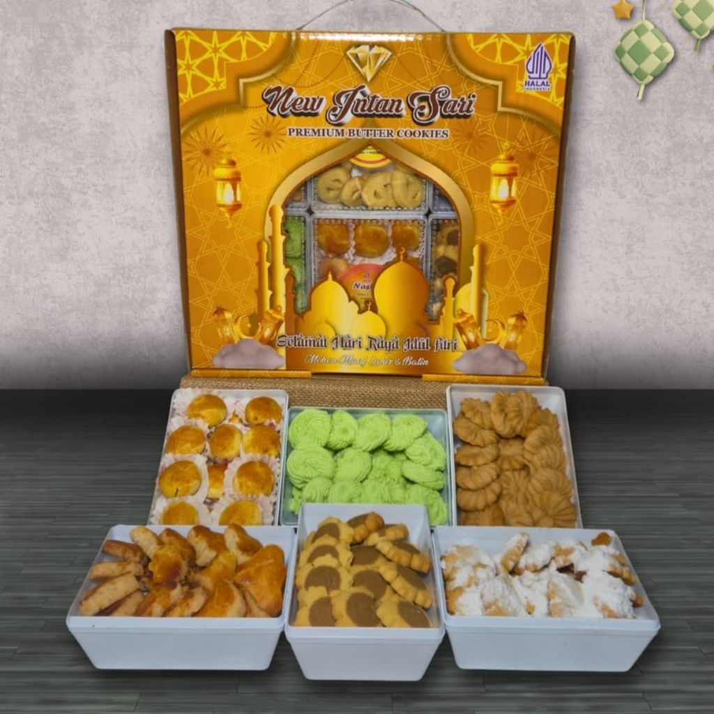 (Grosir) Paket kue lebaran 1 pak isi 6 kue - Parsel lebaran halal kue kering