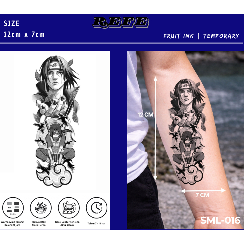 Tato Temporer Ninja Anime – Temporary Tattoo Premium Waterproof Tahan Lama