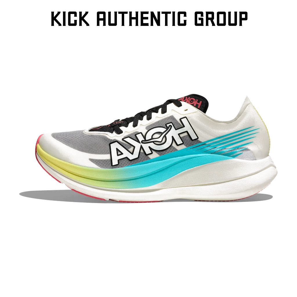 Sepatu Lari / Running Pria Wanita Hoka One One Rocket X 2 White Grey Blue Original