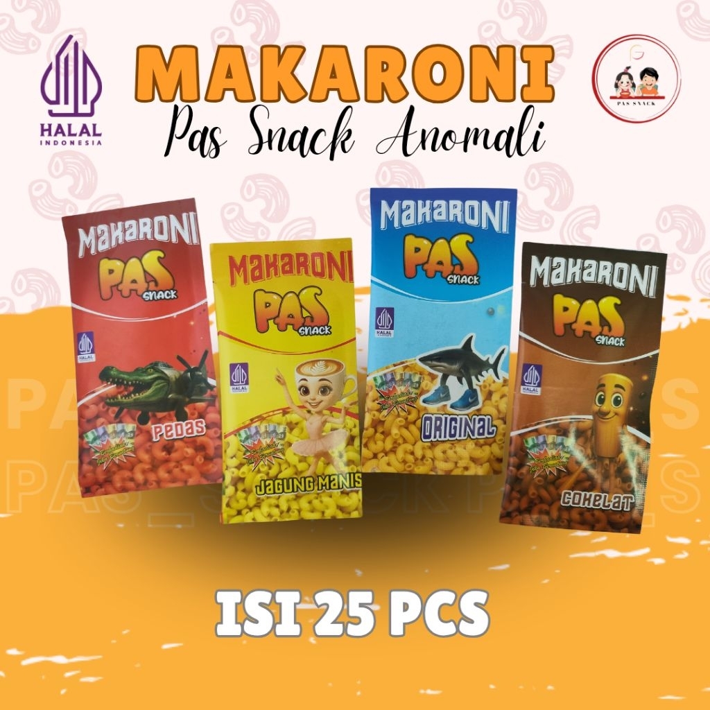 (MAKARONI ANOMALI ISI 25 PCS) PAS SNACK MAKARONI USUS MIX VARIAN RASA VIRAL ECERAN 1000 BERHADIAH UA