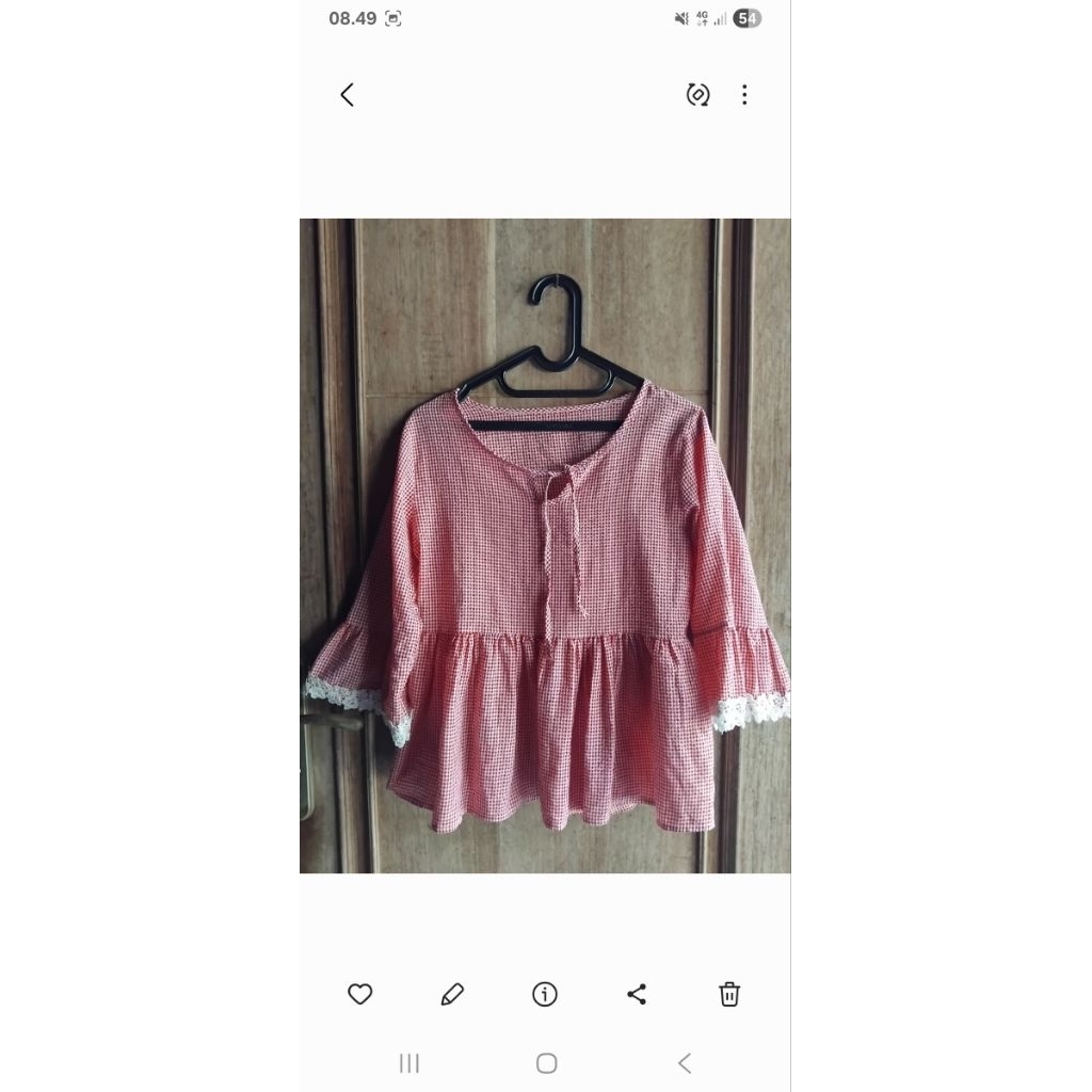 atasan babydoll kotak merah