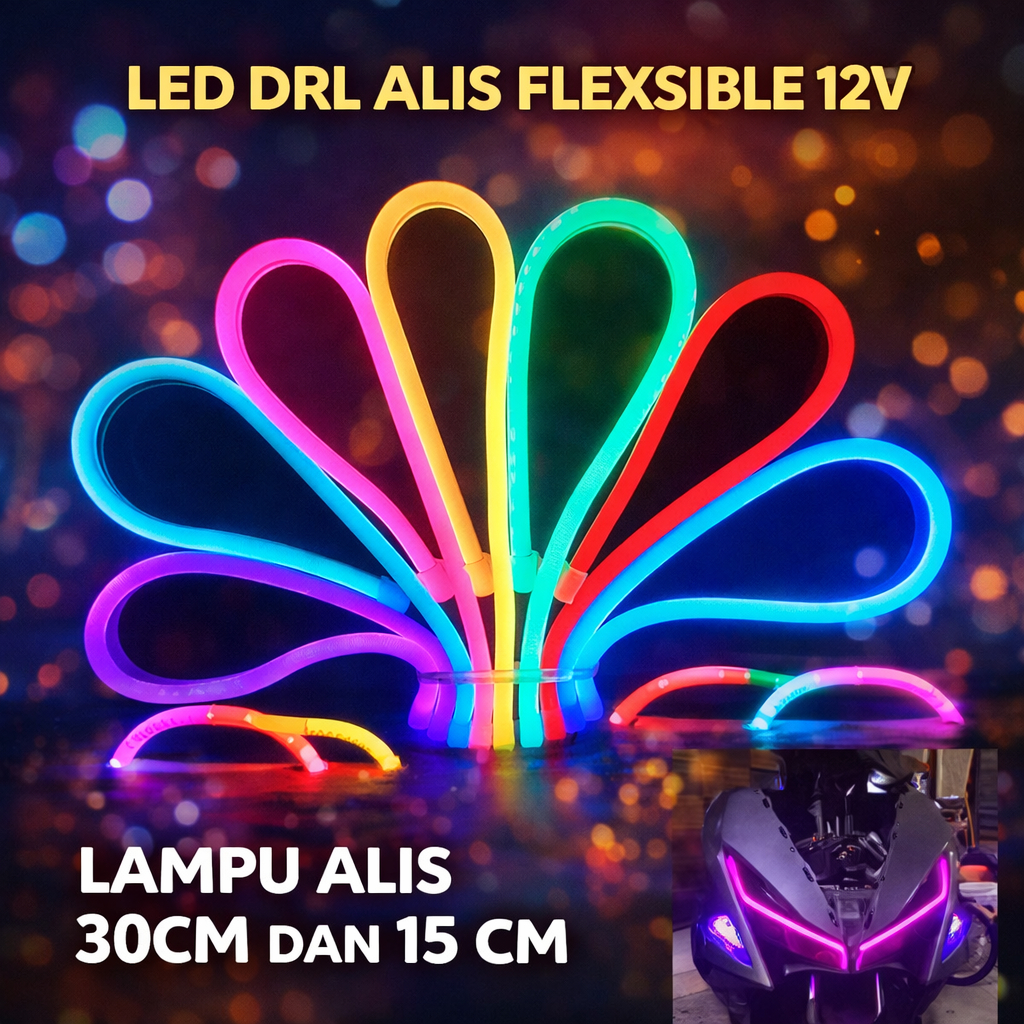 DRL FLEKSIBLE LAMPU ALIS 30 CM DAN DEMON 3 LED LAMPU DIAM