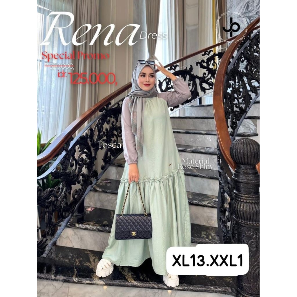 habisin stok gudang rena dres by journey, gamis journey, gamis polos, gamis murah
