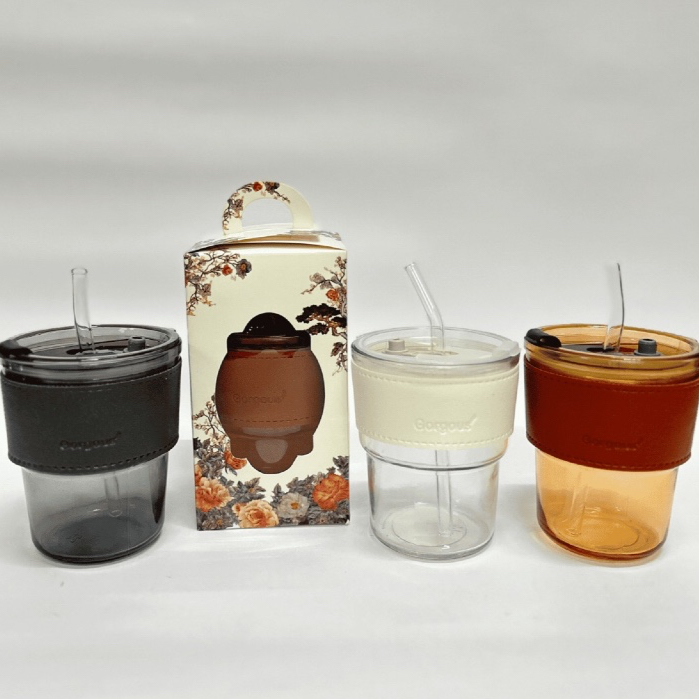 Tumbler kaca 350 ml / gelas kaca / tempat minum kaca / souvenir pernikahan / kado