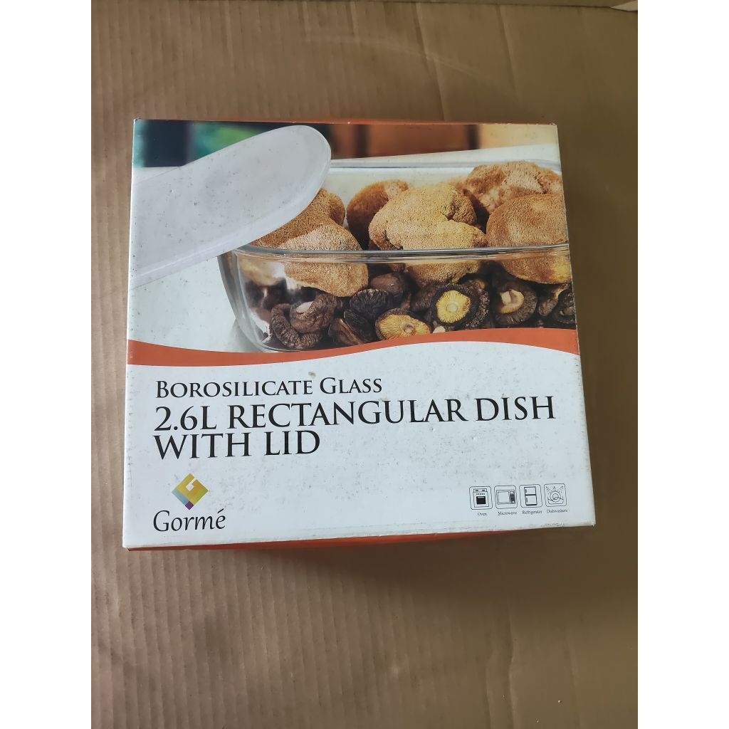 The Gorme Borosilicate Glass 2.6 L Rectangular Dish / Rectangle Glass Baking Dish / Piring Saji Kaca
