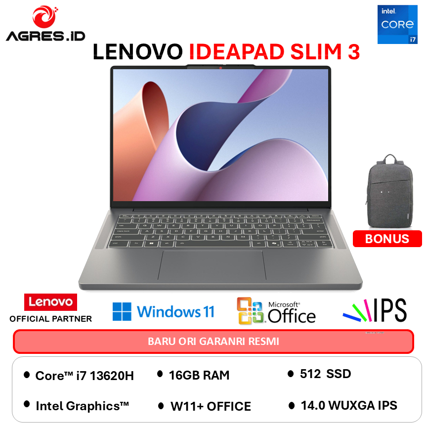 LENOVO IDEAPAD SLIM 3 14IRH10 Core I7 13620H  - RAM 24GB 512GB W11+OHS 14.0WUXGA IPS -C0ID