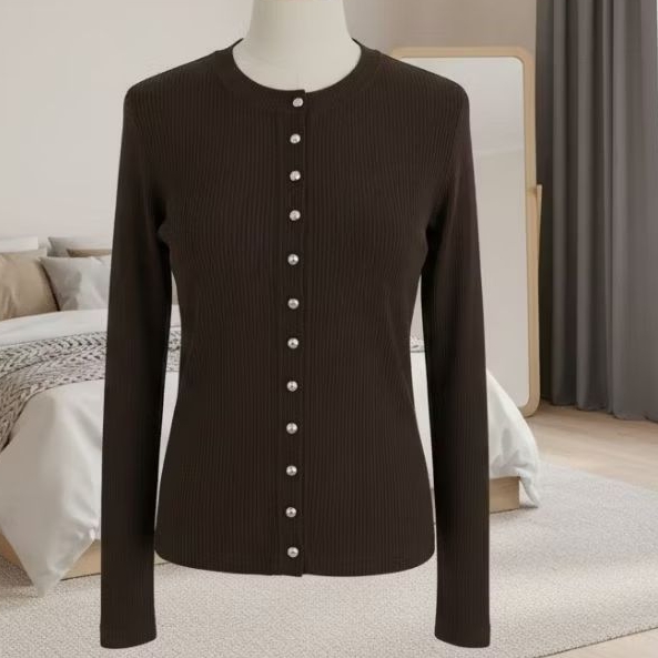 KAIA TOP | Soma- Atasann knit Top, lengan panjang basic korean top