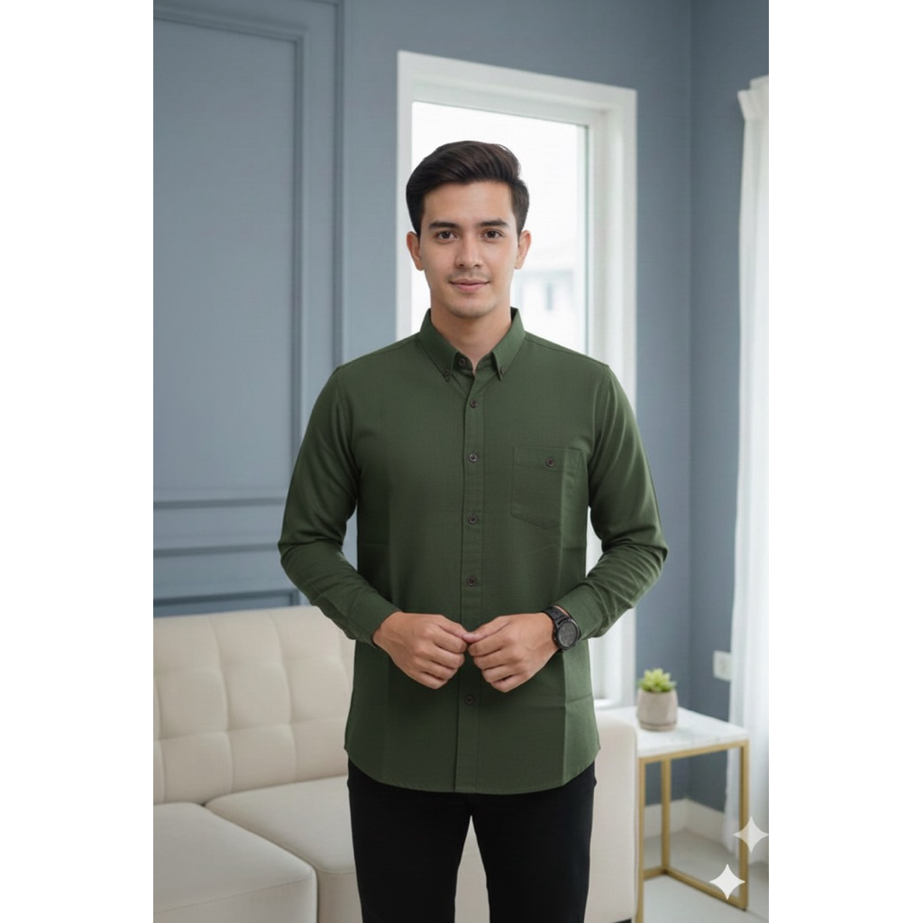 kemeja polos dewasa atau ayah couple lengan panjang
