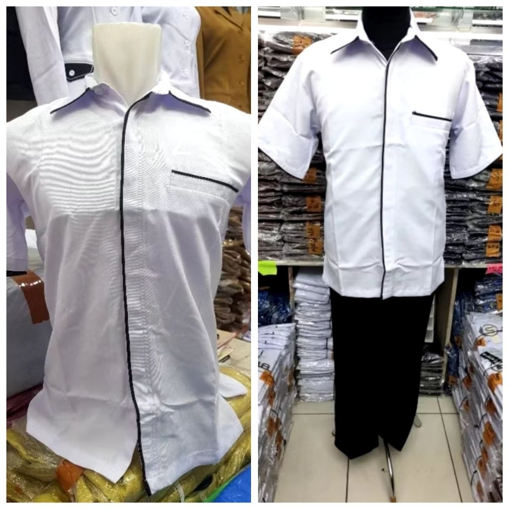 BAJU SERAGAM DINAS PNS/ ASN PUTIH HITAM - PRIA