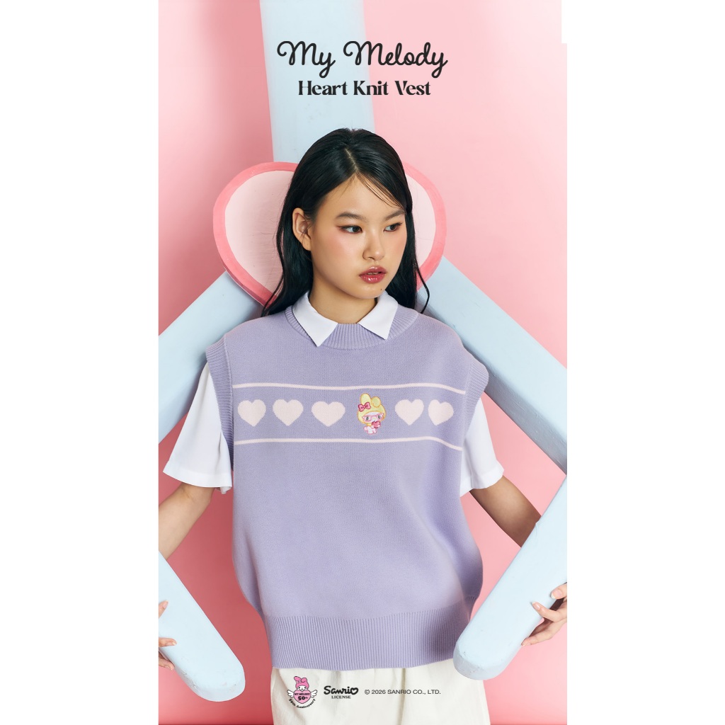 Bebeplum for Sanrio My Melody - My Melody Heart Knit Vest