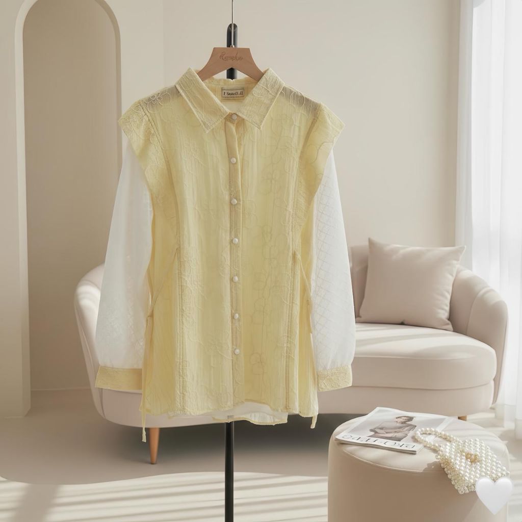 ROSESHA - blouse dan tunic BUTTER YELLOW katun bordir katbol