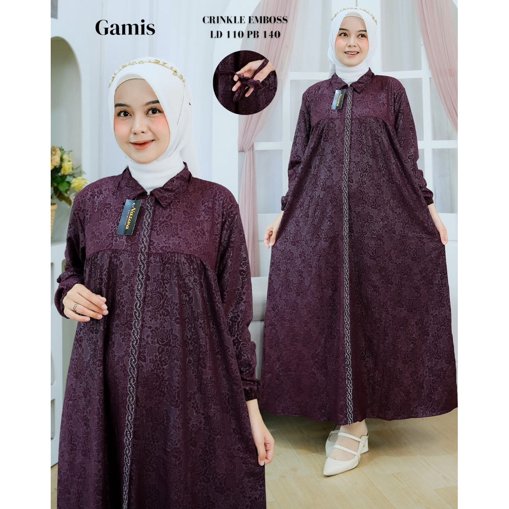 ALUNA DRESS/GAMIS CRINKLE PREMIUM EMBOS MOTIF MIX PAYET SWAROVSKI