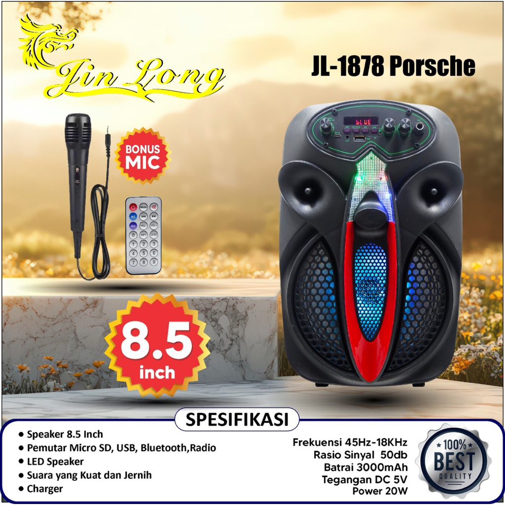 SPEAKER BASS WIRELESS JINLONG JL 1878 PORSCHE