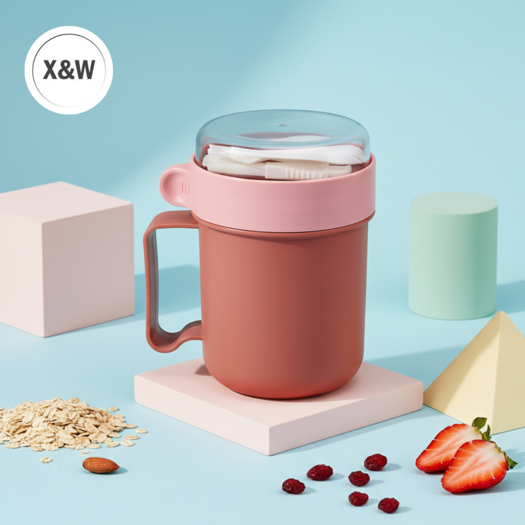 X&W Gelas Mug Multifungsi OR-0238 dengan Sendok Anti Tumpah 500ML