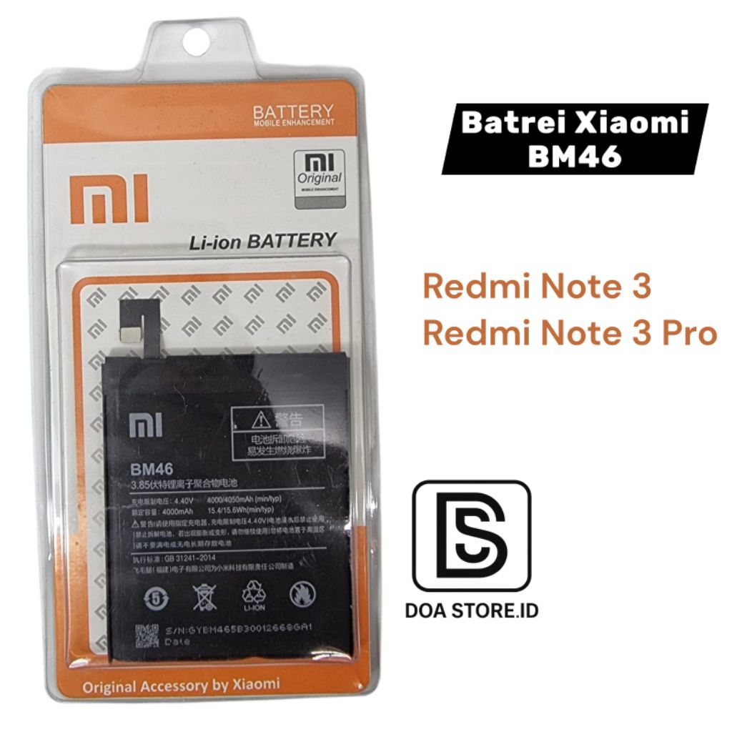 BATREI XIAOMI BM46 , BATREI XIAOMI REDMI NOTE 3 / NOTE 3 PRO