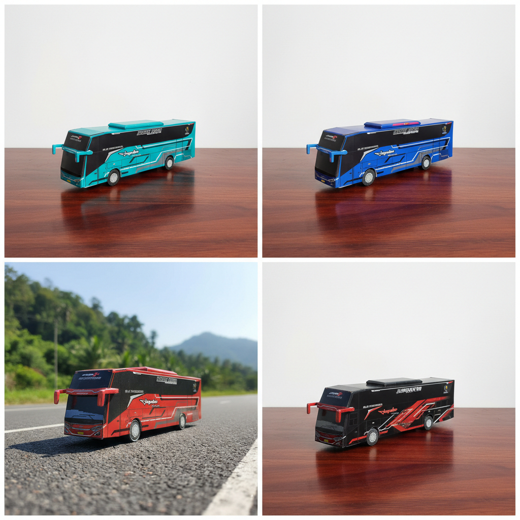 Miniatur Bus Jangulee Transport Dalacutes/Bintang, Juragan 99, Jempol Trans Komang JB5 (Lampu LED, L
