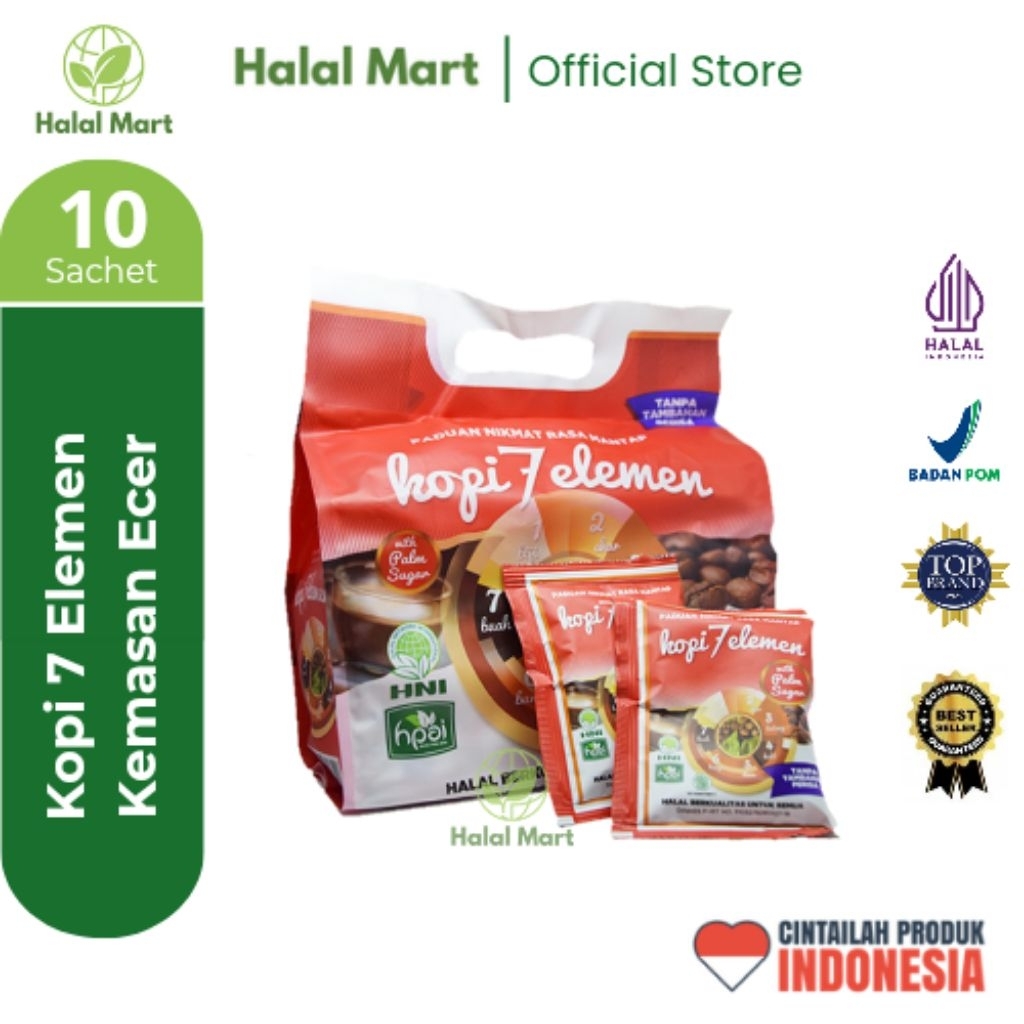 KEMASAN ECER Kopi Sevel 7 Elemen HNI HPAI isi 10 / Kopi herbal / Kopi Kesehatan