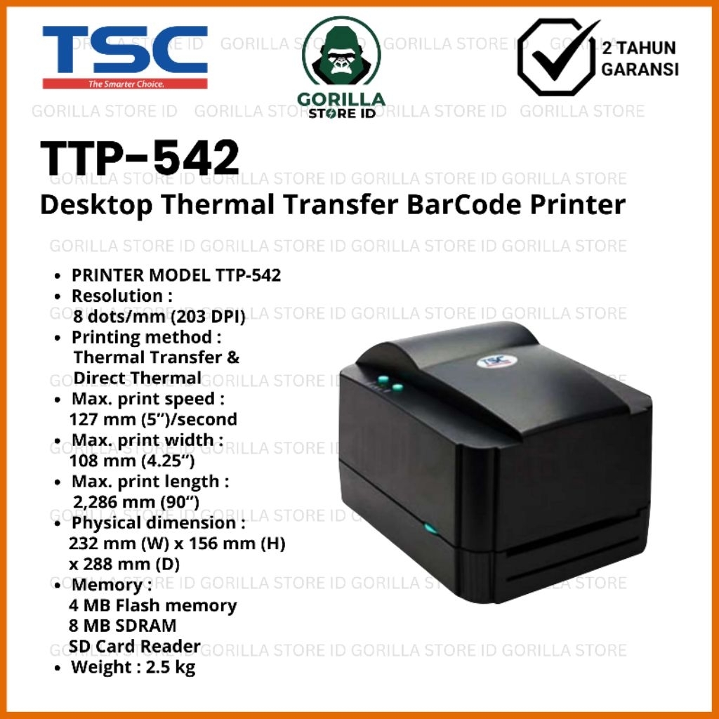 TSC TTP-542 Printer Barcode Desktop Thermal