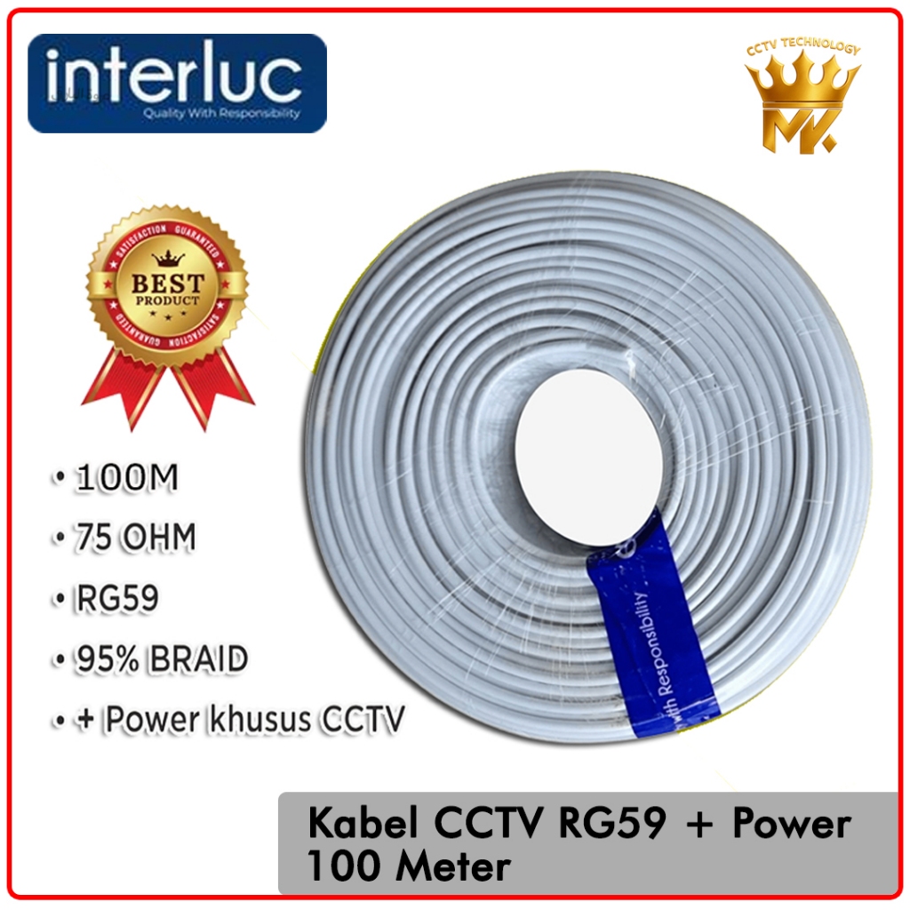 Kabel Camera Cctv Rg59 +power 100 meter - Interluc High Quality Kabel Coaxial CCTV 100 Meter