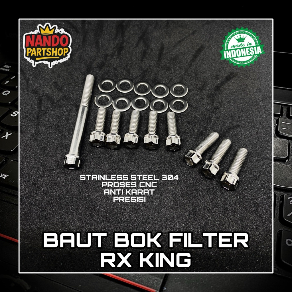 1 Set Baut BOX Filter RX King RX K RX Spesial Stainless CNC 2 Kunci Baut Box Filter Dudukan Aki by N