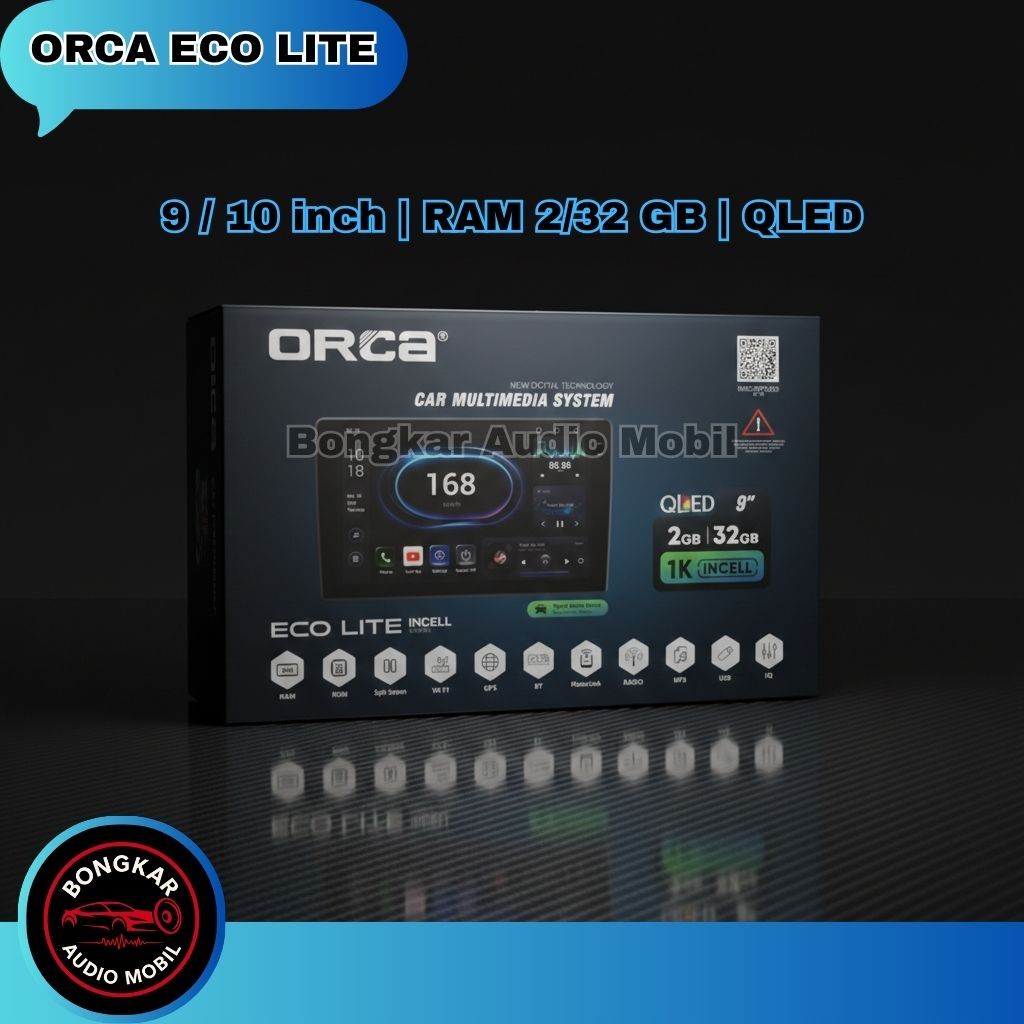 HEAD UNIT ANDROID 9 INCH ORCA ECO LITE 2/32GB / HEAD UNIT ANDROID ORCA ECO LITE SERIES 9 INCH / HEAD