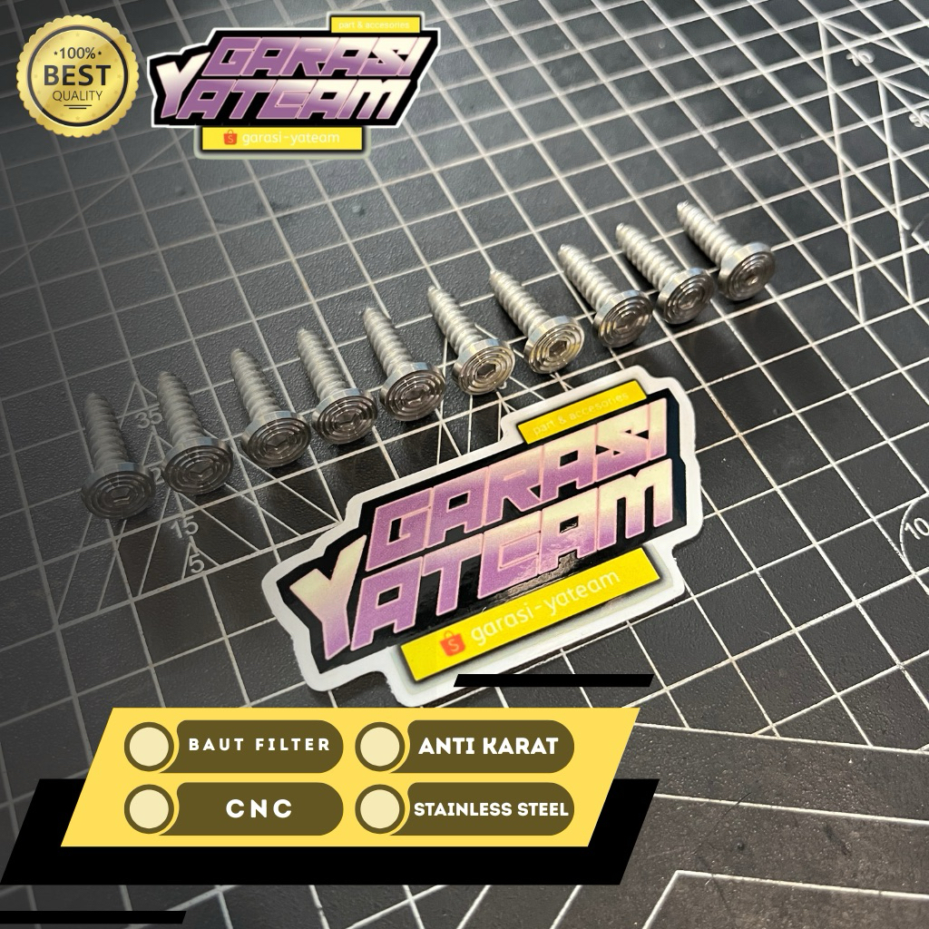 SKRUP FILTER STAINLESS model spiral m5x20 panjang 2cm