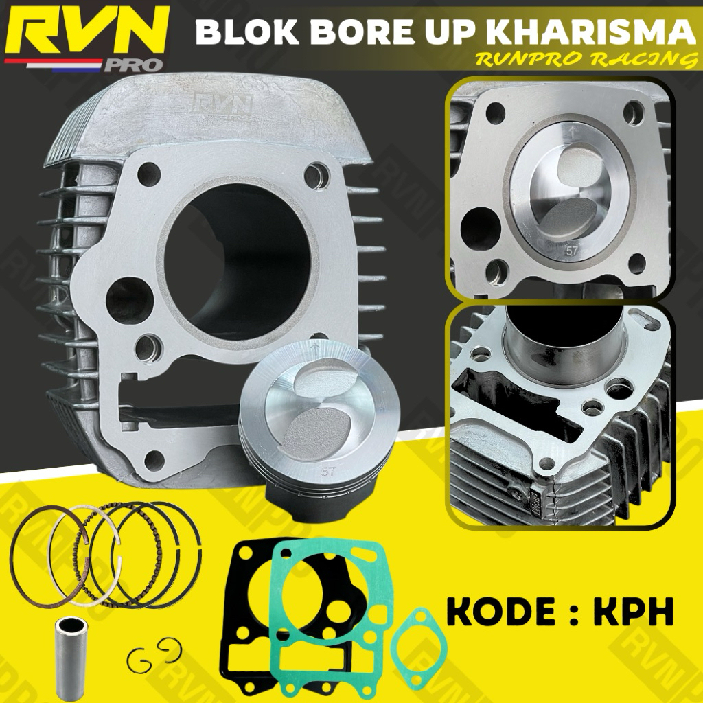 BLOK SEHER BORING PAKET BOREUP SUPRA 125 OLD KHARISMA KIRANA WAVE 125 57MM 57 MM ORIGINAL RVN THAILA