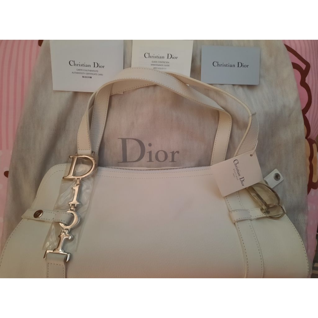 Christian Dior White D-Ring Shoulder Bag