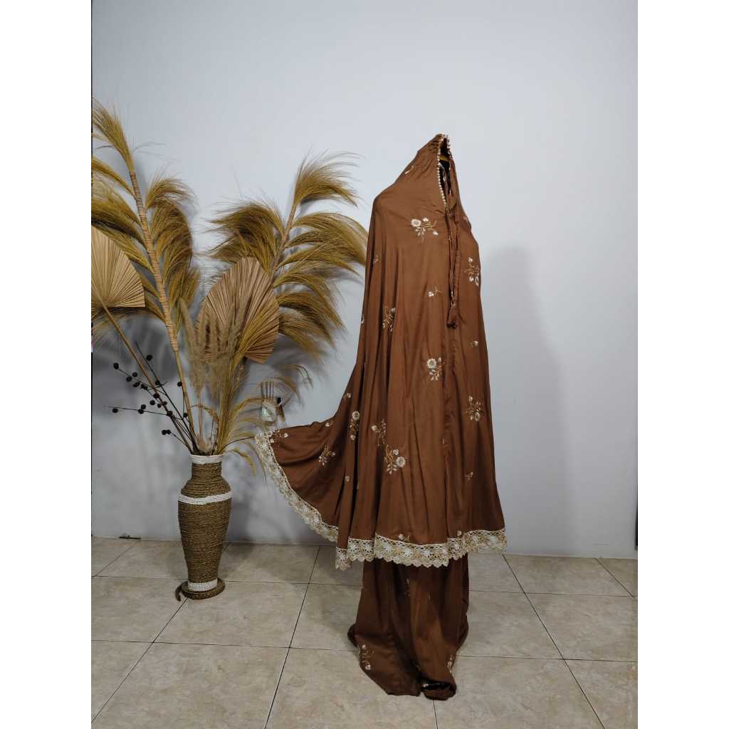 Mukena Rayon Bordir Melati Jumbo Dewasa Bahan Premium