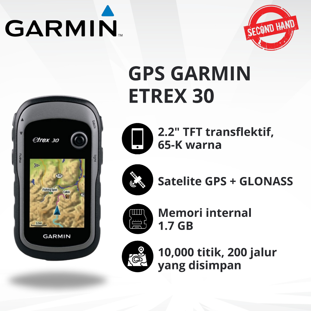 GPS Garmin Etrex 30 Bekas Komplit