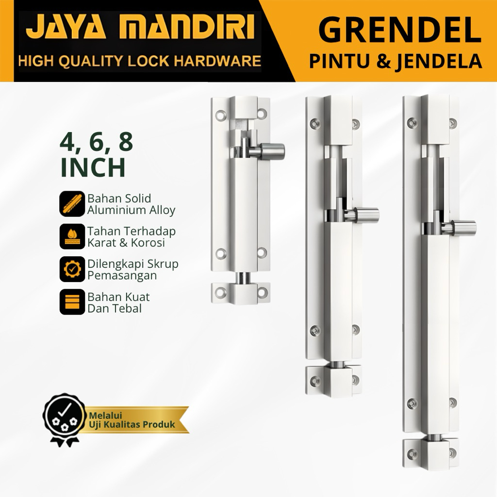JAYA MADIRI Grendel Slot Jendela Dan Pintu SILVER / Slot Jendela 4 6 8 INCH