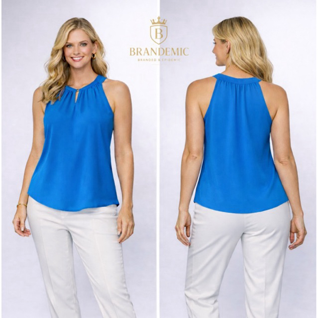 Violet + Claire Blouse Wanita Sleeveless Biru