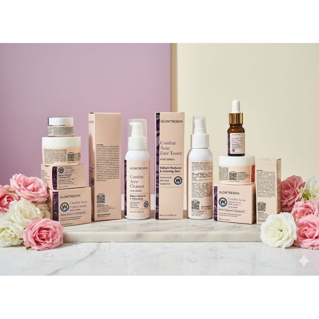 GLOWTRESKIN COMBAT ACNE | MENGHILANGKAN BEKAS JERAWAT | MEREDAKAN KEMERAHAN BEKAS JERAWAT | MENGOBAT