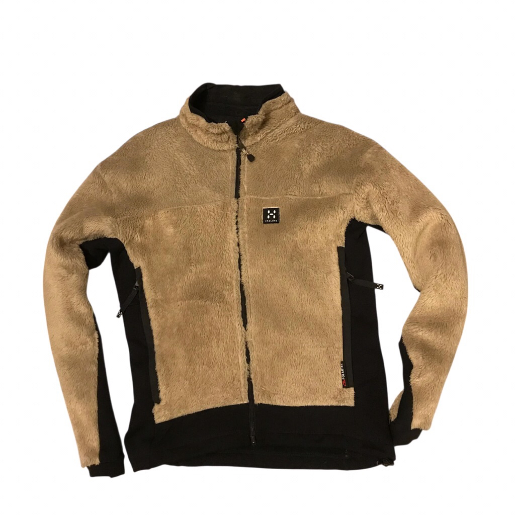 Haglofs puffer polar jacket  Full of polar material  Cream beige black material Size M  Pxl 73 x 61 