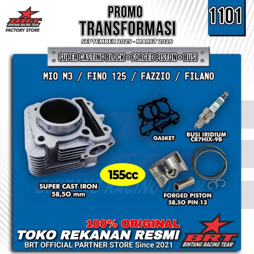 Paket Bore Up Mio M3 Mio Z Mio S BRT Blok Boring 58.50 Xride Soul GT Fino Fazzio Freego Filano Gear 