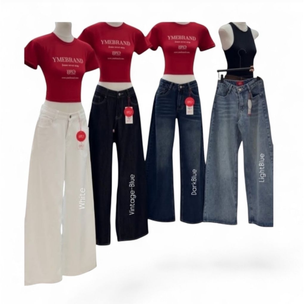 READY STOCK CELANA JEANS YME IMPORT BKK Celana Panjang Jeans Dark Denim / Celana Jeans Putih