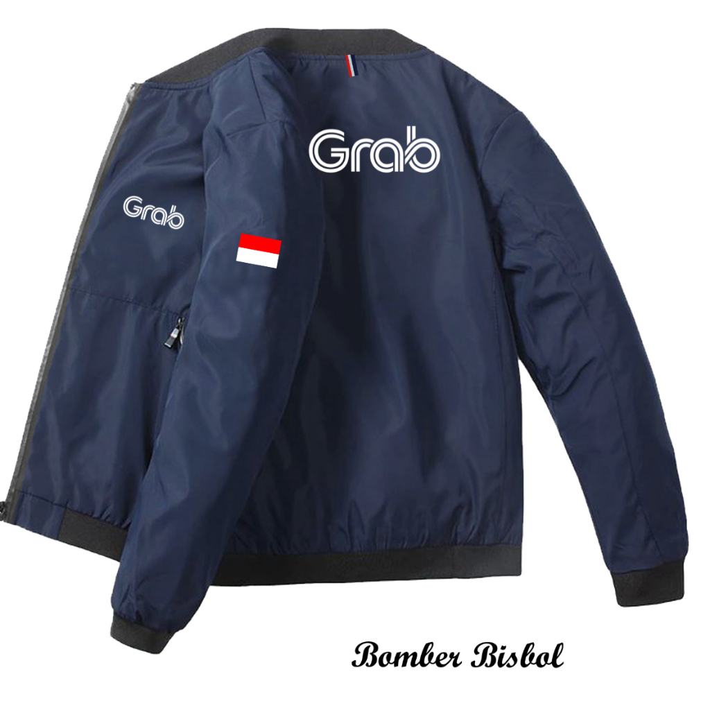 Diskon  Jaket Bomber Bisbol Pria Terbaru 2026 Grab Driver Bendera / Jaket Ojol Pria GrabBike GrabFoo