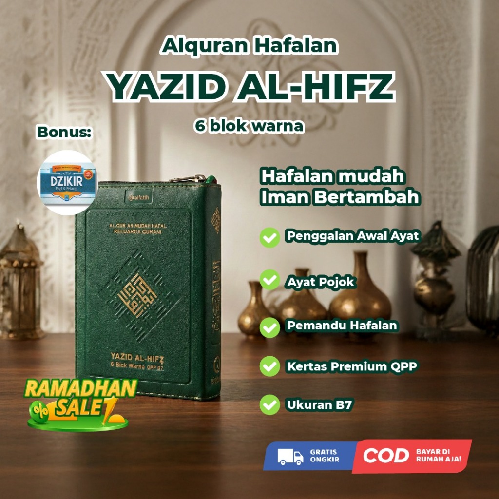 Al Quran Hafalan Yazid Al-Hifz B7 6 Blok Warna Pedoman Hafalan Jaket Resleting Kecil Rasm Utsmani