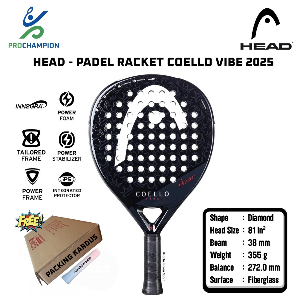 Padel Raket Head COELLO Vibe 2025 350 G Black