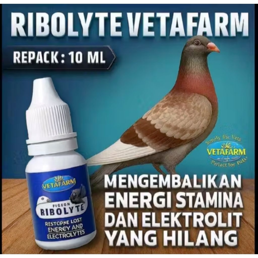 RIBOLYTE VETAFARM 10ML, ORIGINAL, MEMBANTU PEFORMA MERPATI